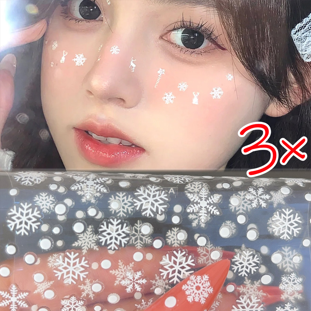 สติกเกอร์เล็บเงางามชั่วคราว สีขาวยาน้ำแข็งสำหรับเทศกาลคริสต์มาสและงานปาร์ตี้
