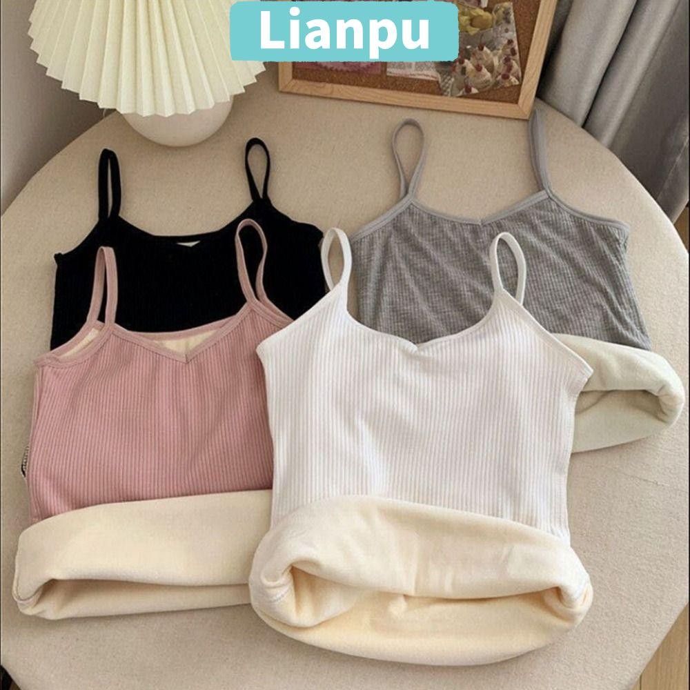 เหลียนผู่ เสื้อความร้อน,ข้นบางผู้หญิงถัง,แขนกุดสีทึบความยืดหยุ่นแน่นเสื้อกล้ามฤดูใบไม้ร่วงฤดูหนาว – โปรปัง
