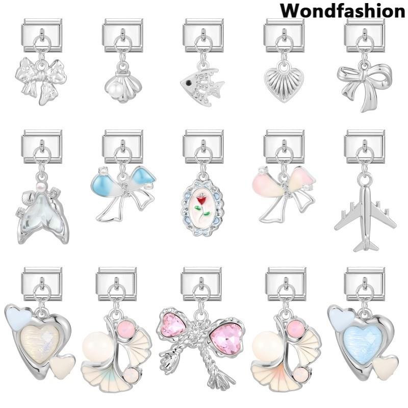 จี้ปลาเพชรสไตล์อิตาลีสีขาว กับสร้อยข้อมือสแตนเลส ขนาด 9 มิลลิเมตร เครื่องประดับสำหรับคนชอบความย้อนยุค