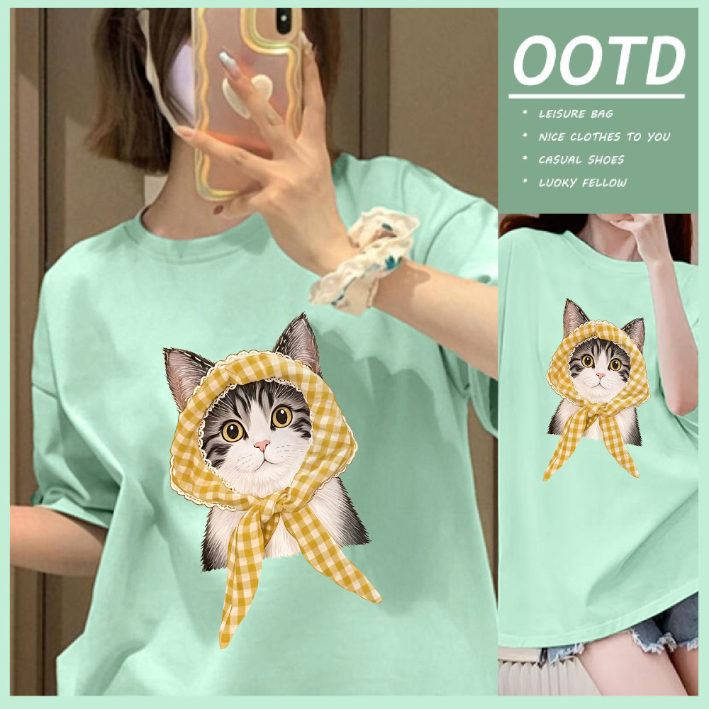 Teddy Tee 😺 เสื้อน่ารัก เสื้อยืด oversize โคตรนุ่ม เสื้อ cotton100% โคตรนุ่ม พิมพ์ลาย "CAT" ส่งจากไทย