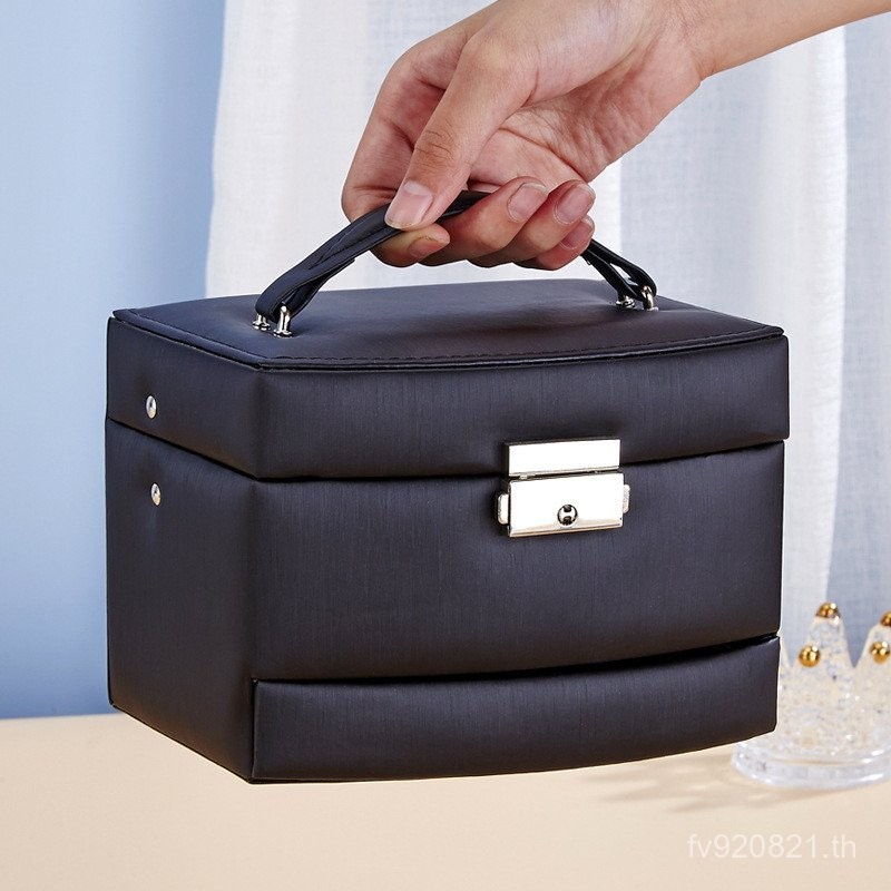 กล่องเก็บต่างหูอัตโนมัติต่างหูเครื่องประดับหลายชั้นกล่องเครื่องประดับพัดลมรูปปลดล็อคต่างหูลิ้นชักแหว