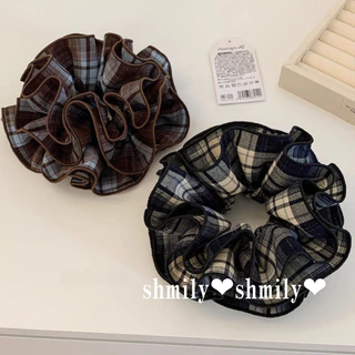 Four-Layer Seaming ลายสก๊อตจีบ Scrunchy แหวนผม High-End Ball ผมเชือก All-Match หัวดอกไม้หัวเชือก