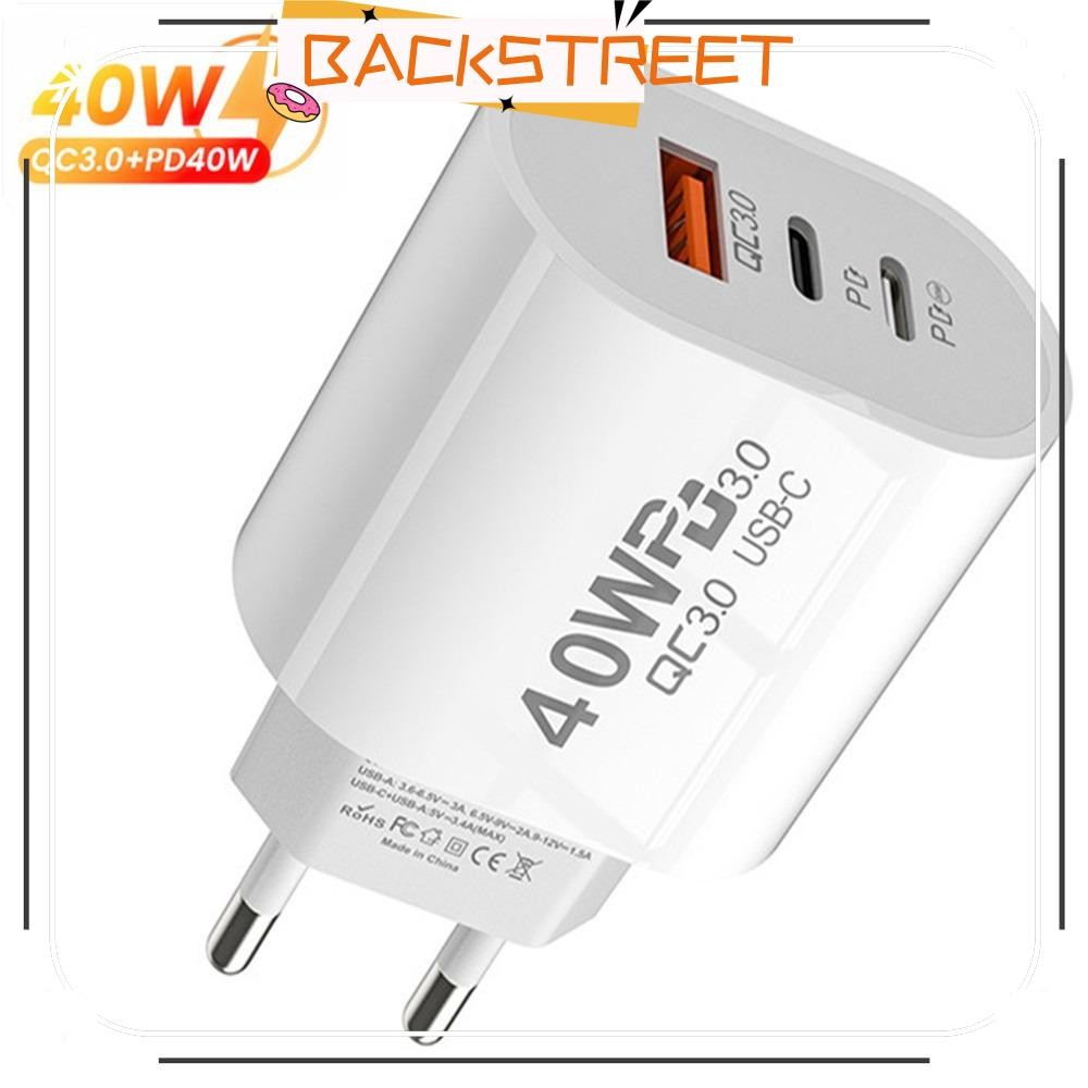 BACKSTAGE Mobile Phone Charge Adapter, USB C QC 3.0 USB C Charger, Dual PD 40W Fast Charging Accessories Phone Charger Power Plug for / // Huawei