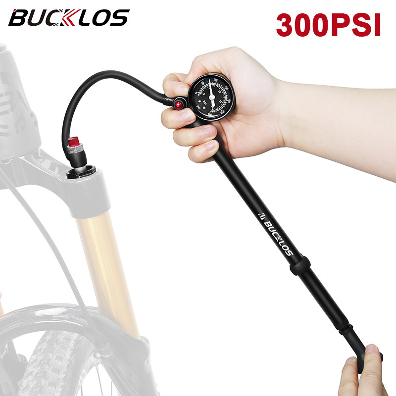 BUCKLOS จักรยานปั๊มShock Inflator แรงดันสูง 300psi พกพา มีวัดความดัน สำหรับจักรยาน