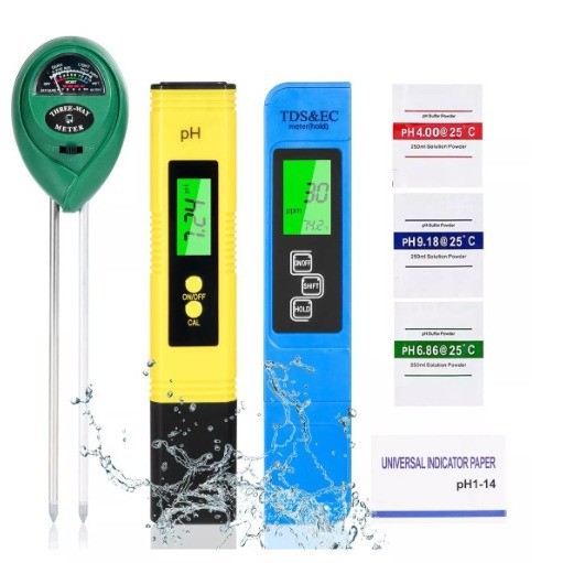 PH Meter TDSPPM Pen Soil PH Tester, PH/EC Digital Kit Temperature PH Pen Tester 3 ชิ้นชุด