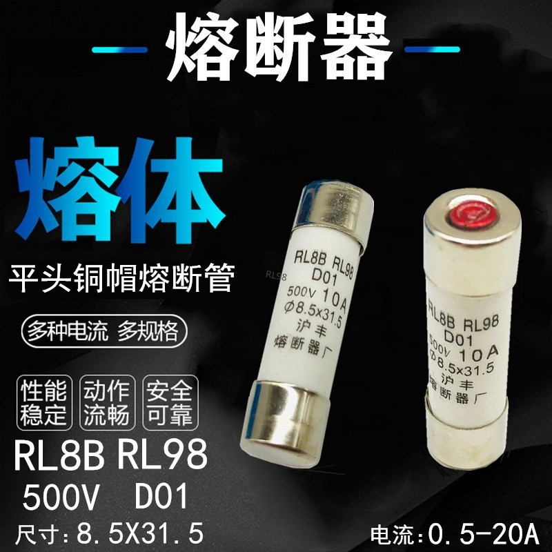 ฟิวส์ RL8B RL8 RL98B RL98 D01 ฟิวส์ 500V พร้อม Red Dot 2A 4A 6A 10A 16A