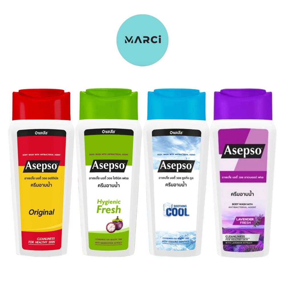 [ขวดเล็ก] [1 ขวด] Asepso Body Wash Original/Hygienic Fresh/Soothing Coo/Lavender ครีมอาบน้ำ อาเซปโซ บอดี้ วอช [220 ml.]