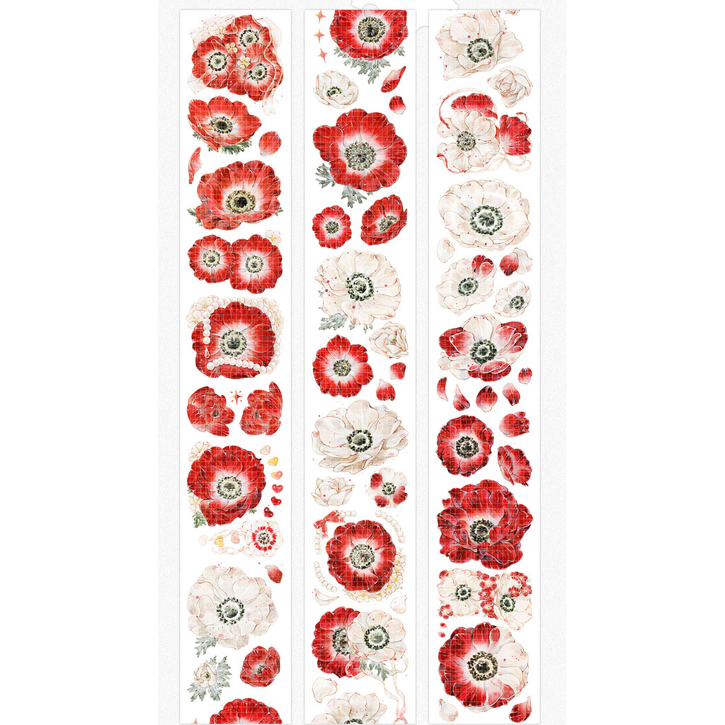 [บรรจุภัณฑ์แยก] merry Handbook Tape Flower Sticker Adornis Love Song PET Gilding Big Red Flower Deco