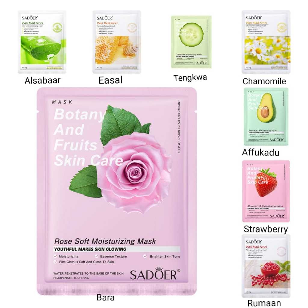 SADOER Rose Bara Chamomile Strawberry Facial Mask Moisturizing Sadoer Series