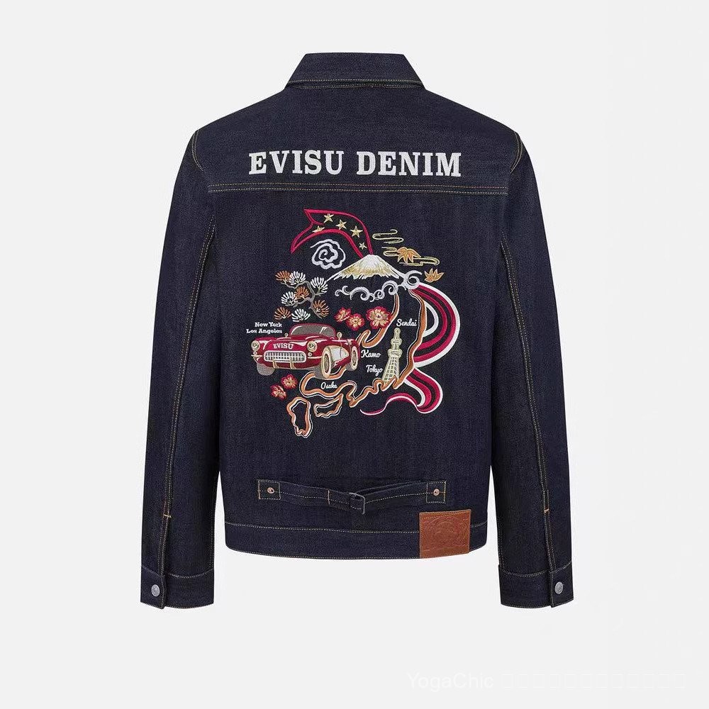EVISU เสื้อแจ็คเก็ตยีนส์ Fushen evisu 2025 สไตล์.street wear.unisex
