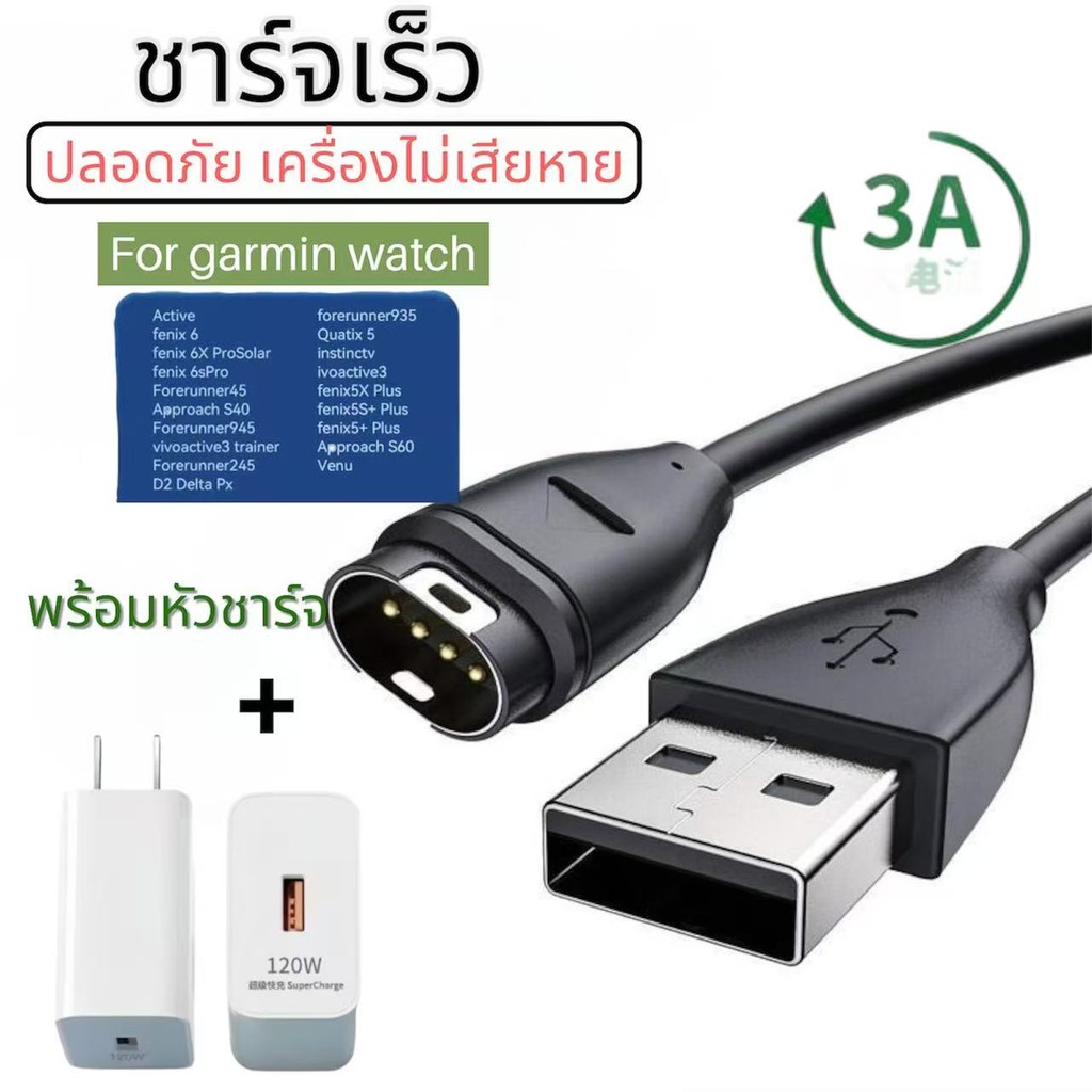 พร้อมหัวชาร์จสายชาร์จgarmin forerunner245/245music/165/255/265/935/745/fenix5/fenix5s