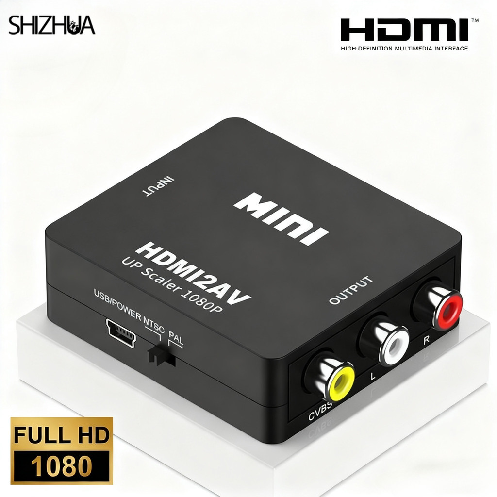ตัวแปลง HDMI to AV Converter HD / HDMI to RCA  มี 2 สี มาพร้อมสายจ่ายไฟ USB แปลงสัญญาณภาพและเสียงทีวี #A-052