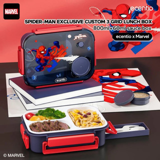 Ecentio Lunch Box Set Marvel Kotak Makan Spider-Man FROZEN STARWARS MERMAID CAPTAIN AMERICA Anti Tumpah 800ml BPA Free ACC12