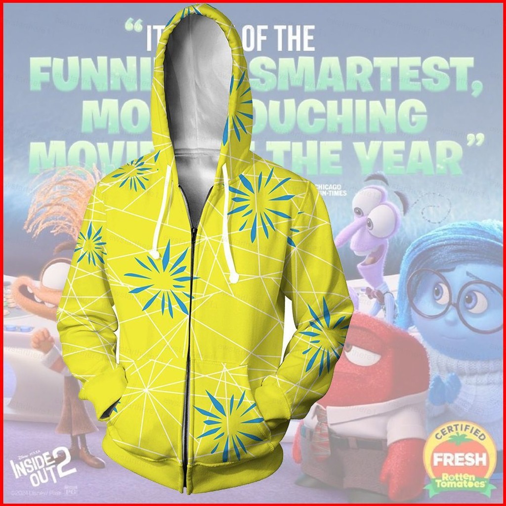 NS1 ภายในออก 2 Joy Sadness Disgust Anger Fear เสื้อซิป Hoodie เสื้อกันหนาวแขนยาวคอสเพลย์ 3D Plus ขนา