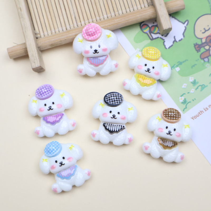 10ชิ้นน่ารักนั่งลายสก๊อตลูกสุนัขเรซิ่นเสน่ห์สําหรับ ทําเอง (14-2)