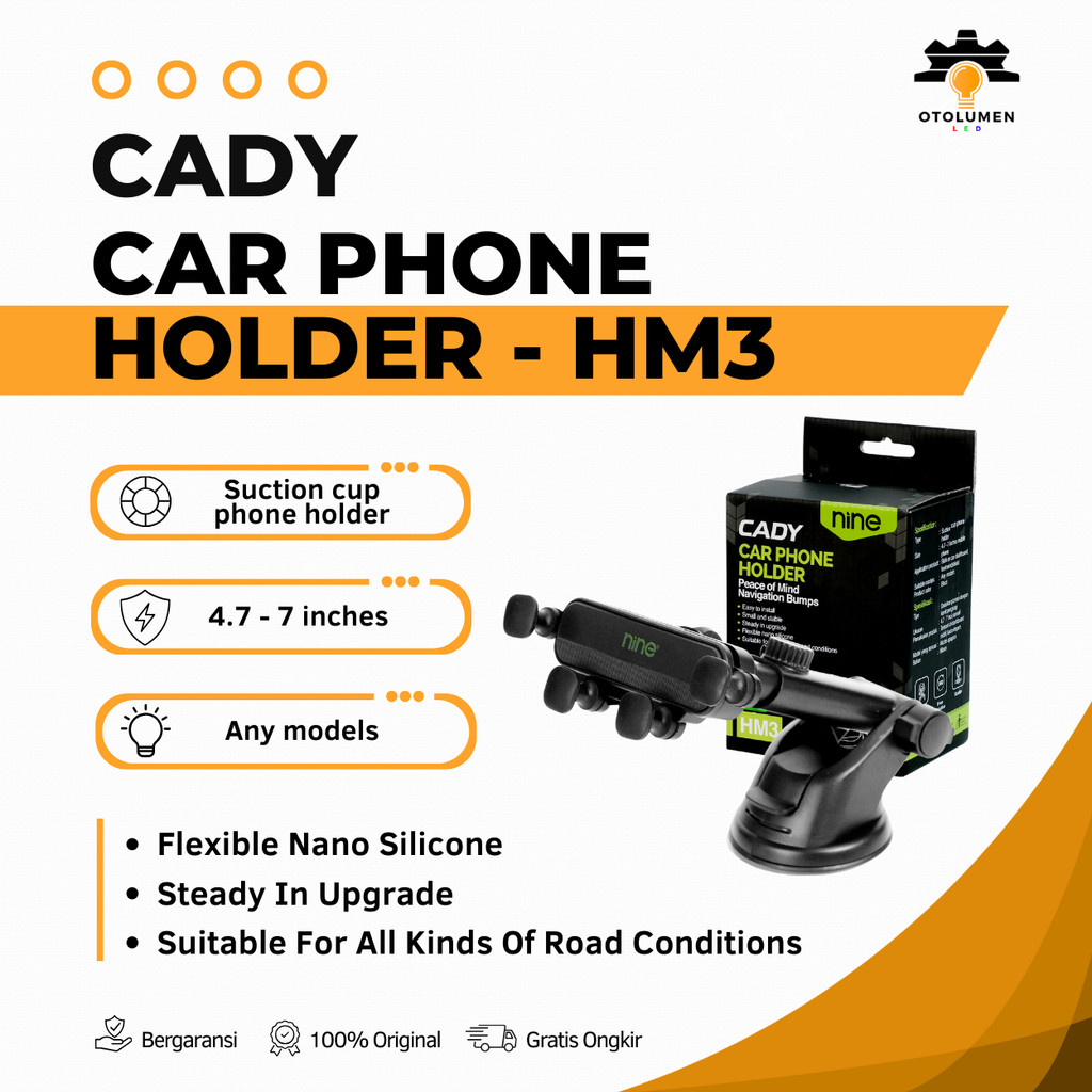 ที่วางโทรศัพท์ SUCTION CUP ล็อคอัตโนมัติ 360° UNIVERSAL DASHBOARD รถสีดํา HM3 - CADY