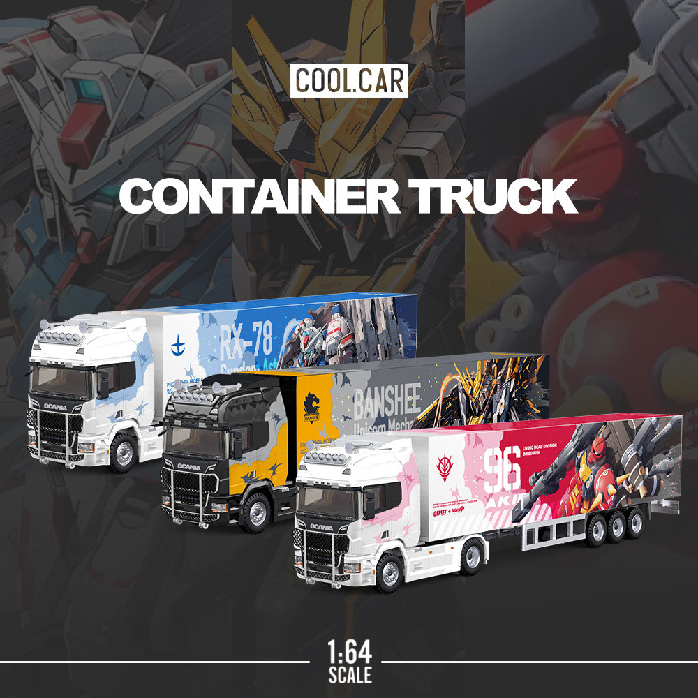 -TM & Perka Co-Branded 1: 64 Benz Container Truck Mecha Anime Series โมเดลรถโลหะผสม
