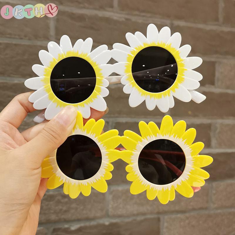 JKTH ผู้หญิงแว่นตากันแดดน่ารัก Sun ดอกไม้ Daisy แว่นตากันแดดตลก Dramatic คอสเพลย์แว่นตาผู้หญิง JKK