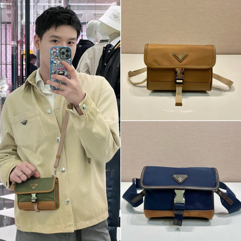 【ก่อนสั่งสอบถาม】ราคา4100 หนังแท้ ไนลอน กระเป๋าสะพายข้าง 2ZH108 Size18*14*3cm