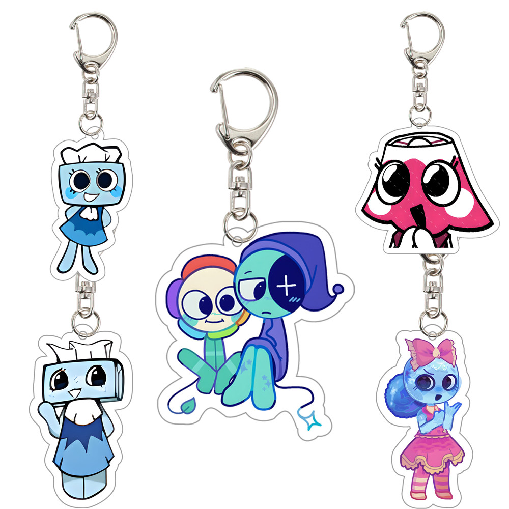 ใหม่ เกมข้ามพรมแดน โลกของ Dandy Scraps World Mini น่ารัก Dandy Vee Shelly Pebble พวงกุญแจอะคริลิค Pe