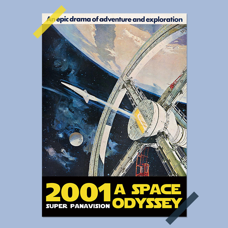 2001 Space Odyssey โฮมเมดภาพยนตร์โปสเตอร์ห้องหอพัก Cafe Wall พื้นหลังตกแต่ง
