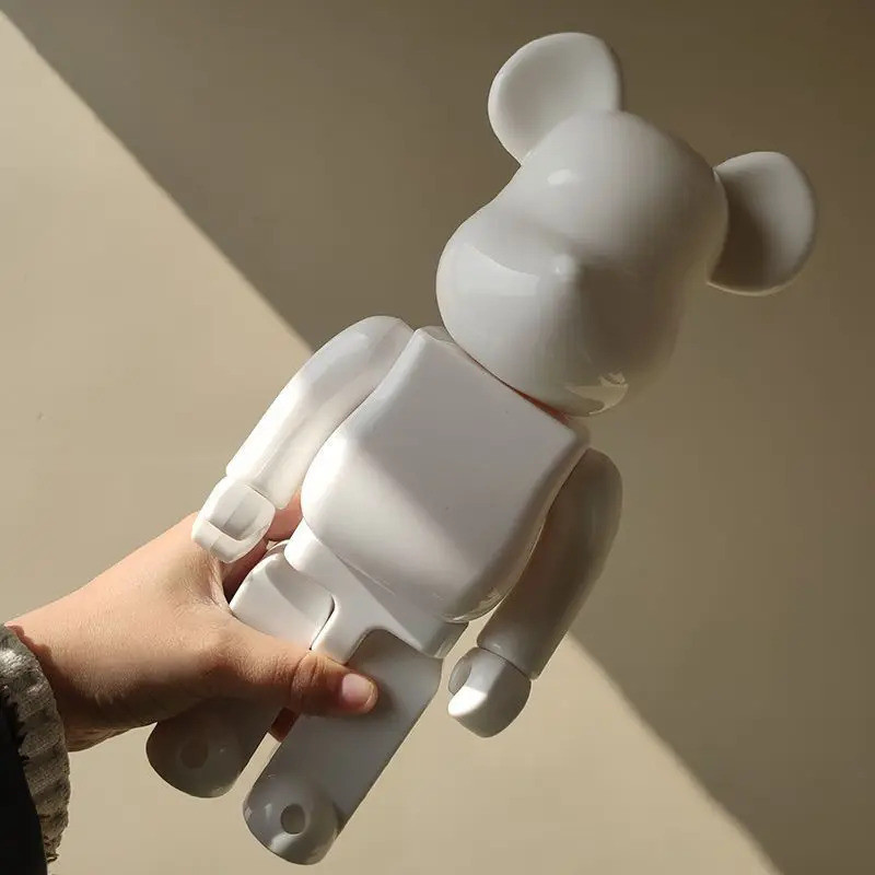 28 ซม.สีขาว Bearbrick 400 รูปหมีอิฐรุ่น Bear @ Brick ตัวเลขการกระทําส่วนบุคคล DIY สีตุ๊กตาของเล่นเด็