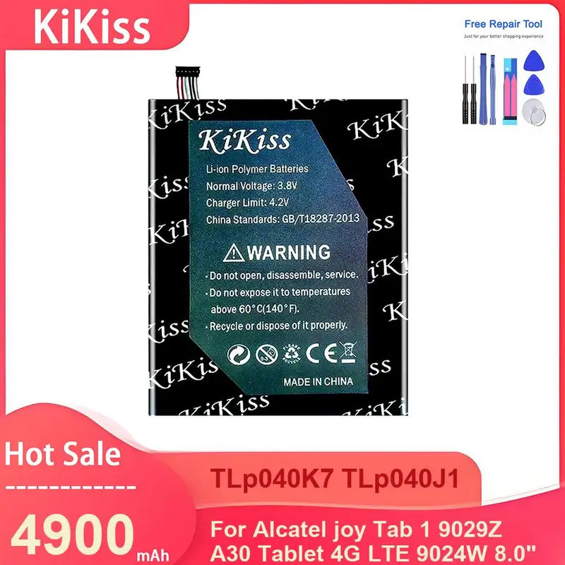 KiKiss แบตเตอรี่แล็ปท็อปสําหรับ Alcatel joy Tab 1 9029Z A30 4G LTE 9024W 8.0 ",TLp040K7 TLp040J1 490