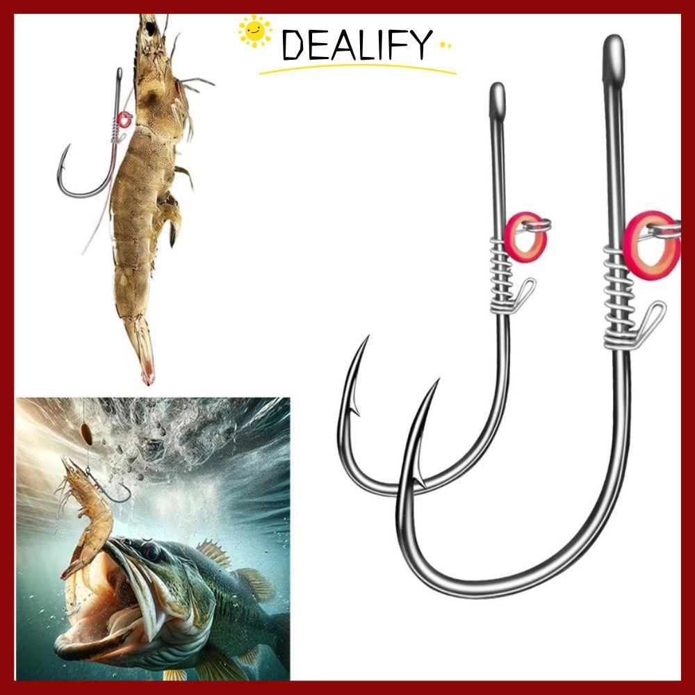 DEALIFY 10 ชิ้นกุ้งสดเหยื่อตะขอ,เหล็กคาร์บอนสูง Wacky Wedless Worm High-Carbon Steel Fishhook, Pickerel Soft Worm Bass Fishing Hook ตกปลาทะเล
