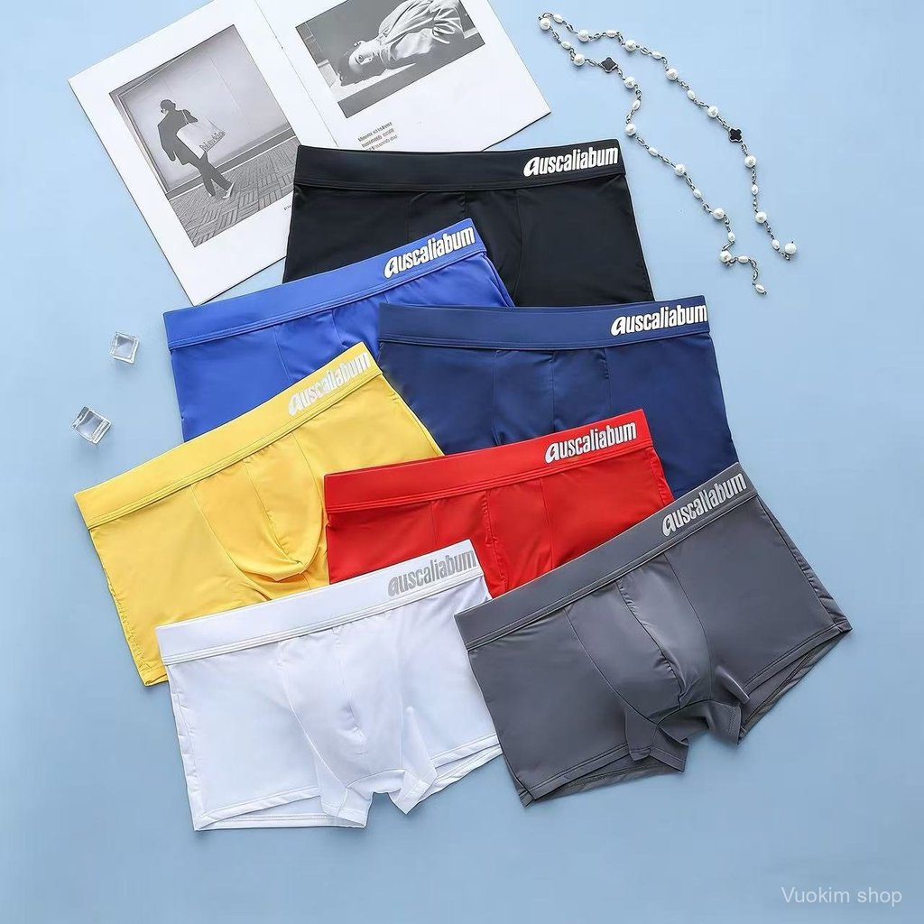 Vuokimกางเกงในผู้ชาย Auscalibum ทรงTrunk ผ้าไนลอน เนื่อผ้าลื่มเบา ใส่สบาย แห้งไว (พร้อมส่งในไทย)