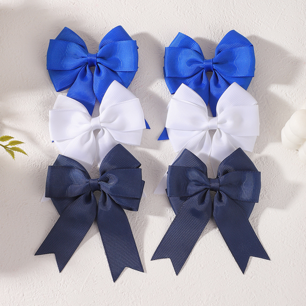 2 ชิ้นคราบ Bowknot กิ๊บติดผมสําหรับสาวสีทึบริบบิ้น Bows Hairpins Hairgripe เด็ก Boutique อุปกรณ์เสริมผม
