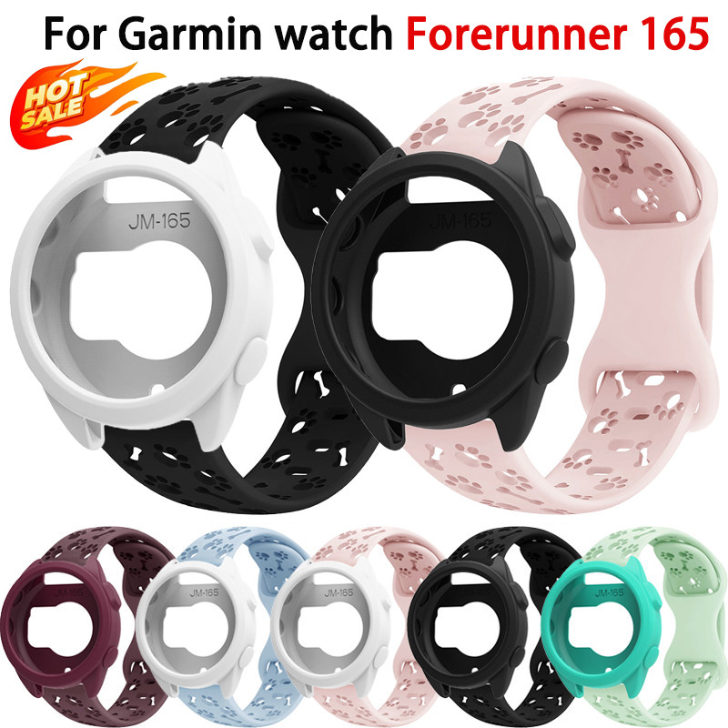สายรัดซิลิโคนกรงเล็บสุนัข + เคสสําหรับผู้เบิกทาง Garmin 165 ฤดูร้อนสายนาฬิการะบายอากาศ