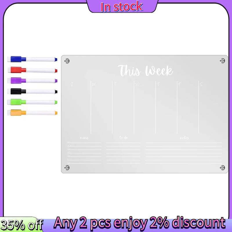 ในสต็อก-Planner Weekly Clear Magnetic Calendar Board Weekly Plan Notepad Magnetic ตู้เย็นสติกเกอร์, 