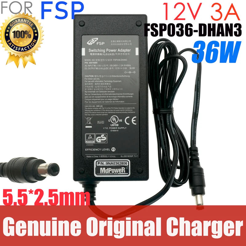 ของแท้ FSP FSP036-1AD101C FSP036-DHAN3 12V 3A 36W 5.5*2.5 มม.อะแดปเตอร์AC Charger แหล่งจ่ายไฟ FSP036