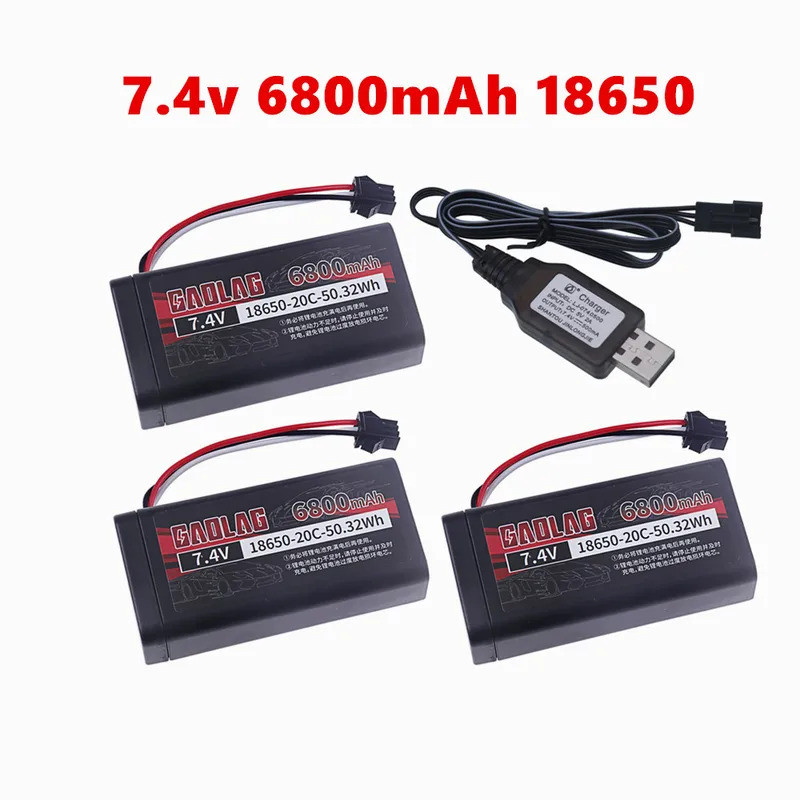 7.4V 6800Mahแบตเตอรี่Charger MN82 รีโมทคอนโทรลรถแบตเตอรี่MN128 MN78 LC79 สําหรับนาฬิกาGesture Sensing Twisted RC StuntรถSM3p