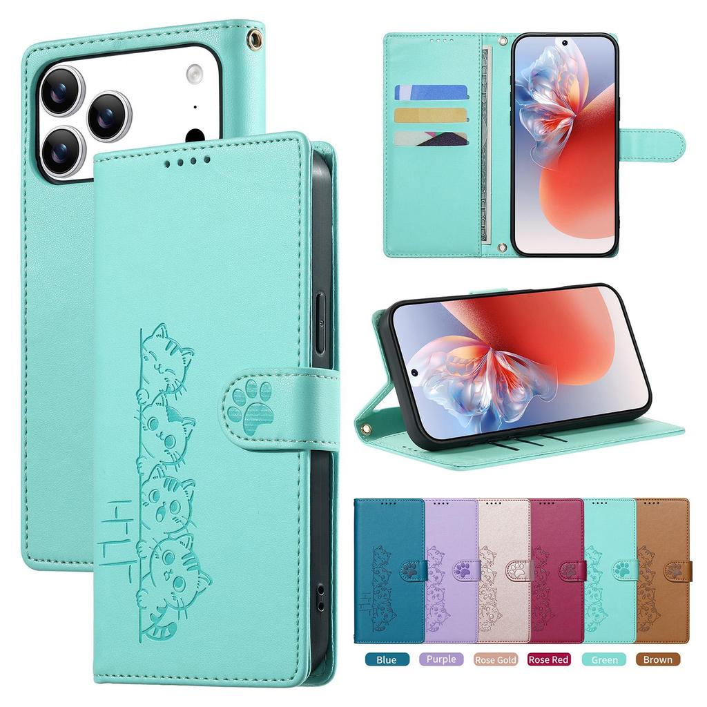 แมวน่ารักนูนหนังเคสโทรศัพท์ Multi Card Slot กระเป๋าสตางค์พร้อมสายรัดข้อมือสําหรับOppo A6 Pro A6X A5X
