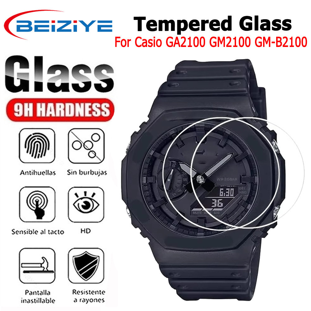 Beiziye กระจกนิรภัยสำหรับ Casio GA2100 GM2100 GM-B2100 พรีเมี่ยมนาฬิกาสมาร์ทป้องกันหน้าจอฟิล์ม
