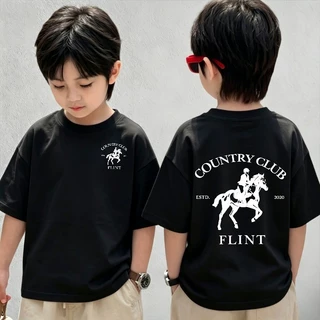 เสื้อยืดเด็ก ผ้าฝ้าย 100% เสื้อเด็กผู้ชาย แฟชั่น กีฬาขี่ม้า เสื้อยืดพิมพ์ลาย ไซส์ 90-150【จัดส่งตลอด 24 ชั่วโมง🚀】COD