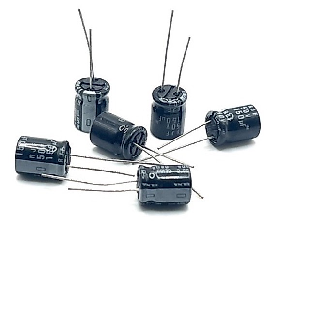 แพ็คละ5 ตัว  c capacitor 150uf 35v 50v 450v