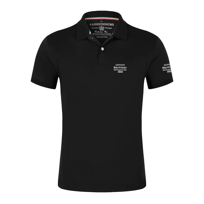 เสื้อโปโล Lehman Brothers: ดีไซน์ตัวอักษรย้อนยุค เรียบง่าย สไตล์ลำลองแบบธุรกิจ เหมาะสำหรับใส่ไปทำงาน