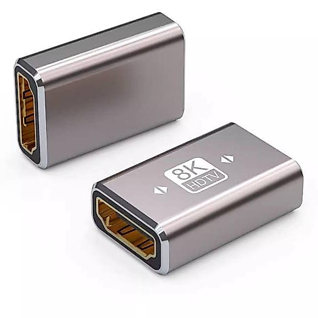 อลูมิเนียม V2.1 ตัวต่อยาว HDMI Female to HDMI Female Adapter for HDTV 4K 8K 60HZ