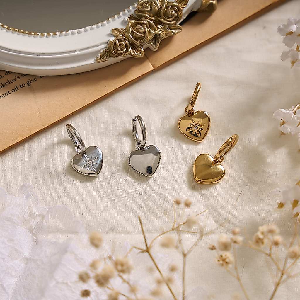 earika.earrings - 2 in 1 vintage heart drop hoop ต่างหูห่วงจี้หัวใจ วัสดุสแตนเลส (stainless steel) เหมาะสำหรับคนแพ้ง่าย