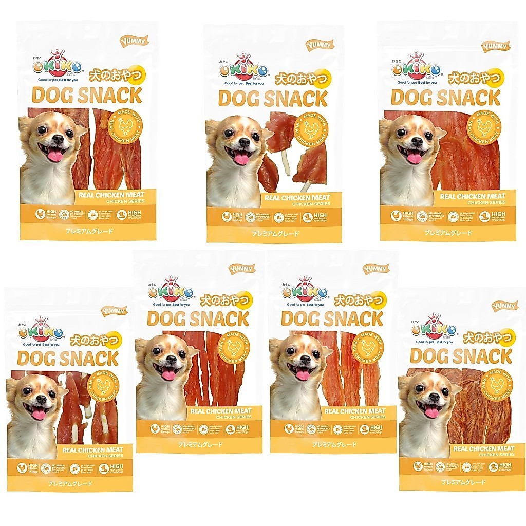 ขนมสุนัข โอกิโกะ Okiko สูตรไก่ แบบสันในไก่ ขนาด 180-330 เหมาะสำหรับทานเล่นได้ DOG SNACK