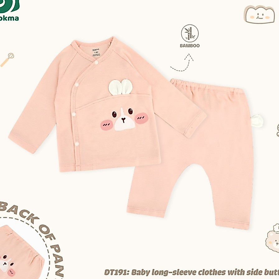 Dokma (4.5-8.8kg) ชุดเสื้อแขนยาวเด็ก ผ้าใยไผ่ Bamboo Fabric DT191 Baby Long-Sleeve Clothes (1-3M, 3-6M, 6-9M)