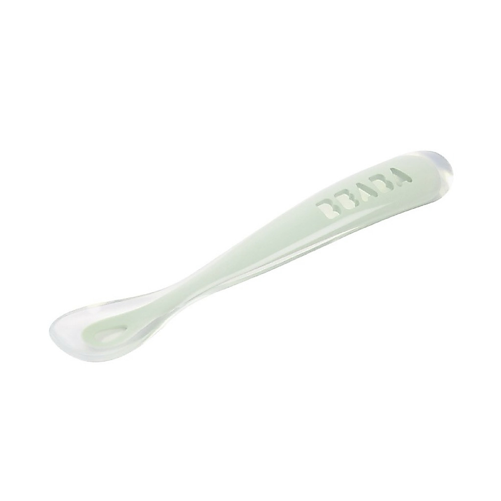 BEABA ช้อนซิลิโคนด้ามยาว Ergonomic 1st age Silicone Spoon – Misty Green