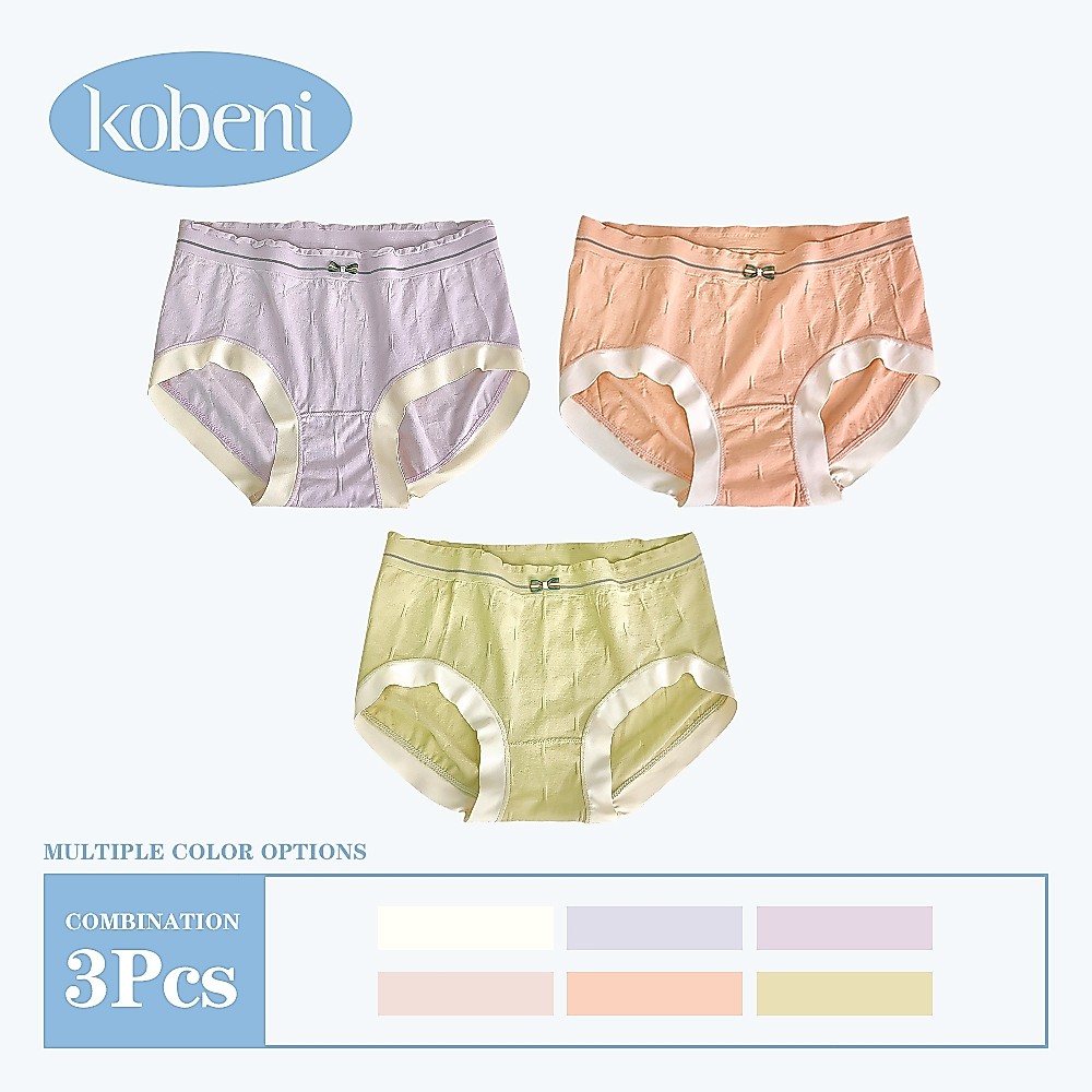 ⭐KOBENI⭐【แพ็ค 3ตัว】กางเกงในผู้หญิง กางเกงในไร้ขอบ Cotton ผ้าลื่นนุ่ม ยืดหยุ่นดีมาก ขนาด M-XL