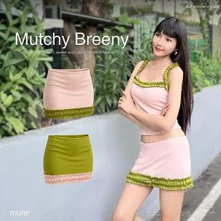 Mutchy Breeny Skirt | กระโปรงสั้น(มีซับ)แต่งระบายรัฟเฟิล 2 ชั้น ทูโทน สีน่ารัก ผ้านุ่มยืด แมตช์ง่าย | MURF.BKK | B214