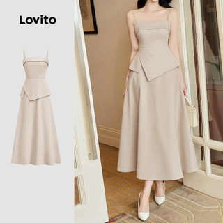 Lovito Elegant Women Dress Plain Asymmetrical Summer Dress L128ED336