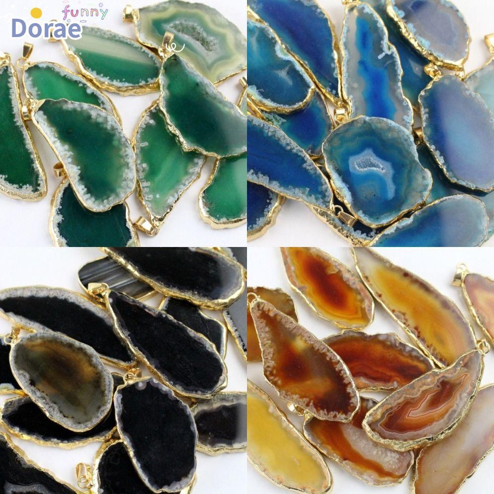DORAESE ไม่สม่ําเสมอ Agate Geode, 60*40 มม.Handmade Druzy Agate จี้,แฟชั่น DIY เครื่องประดับทําชุบทอ