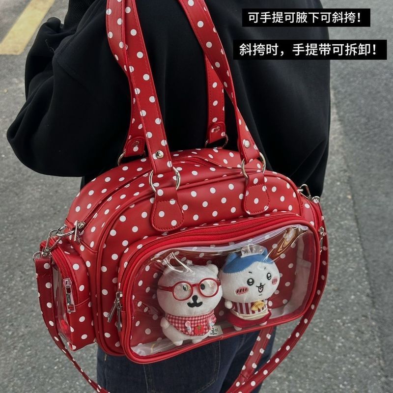 Polka Dot Boston Pain Bag Series กระเป๋าถือแฟชั่น Underarm Bag Messenger Bag กระเป๋าเด็กน่ารัก