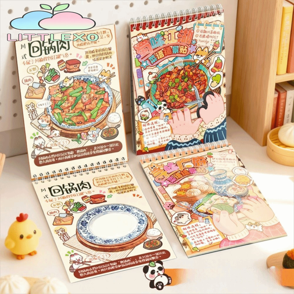 LITTLEX คอลเลกชันสติกเกอร์ภูมิทัศน์ขนาดเล็ก, รสเสฉวน Jianghu ภาพซ้อนสติกเกอร์ภูมิทัศน์, น่ารักตกแต่ง DIY ฉากห้องโดยสารสติกเกอร์เด็กของขวัญ